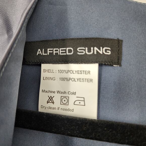 Alfred Sung D779 Cap Sleeve V-Neck Satin Gown with Pockets in Silverstone Size 4 - Picture 2 of 4